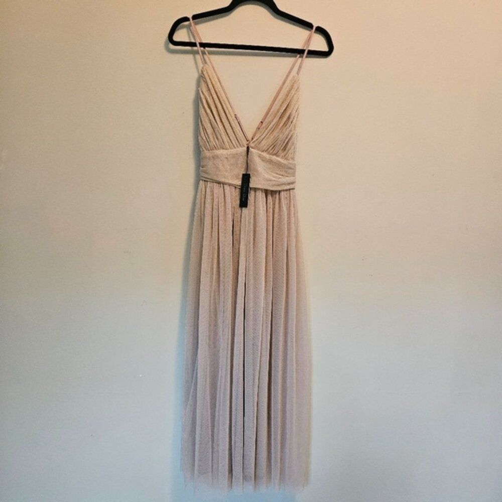 NWT Dress Day Elegant Gold Chiffon Dress Women Sz M Princess Fairy Whimsical